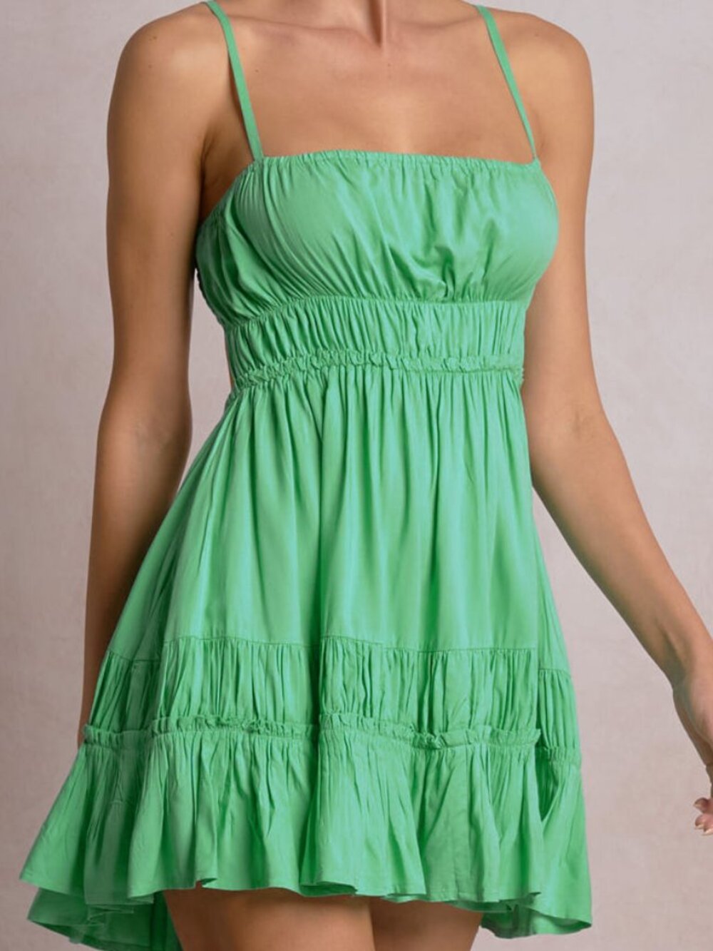 Elan Green Ruffle Mini Dress - Picture 4 of 6